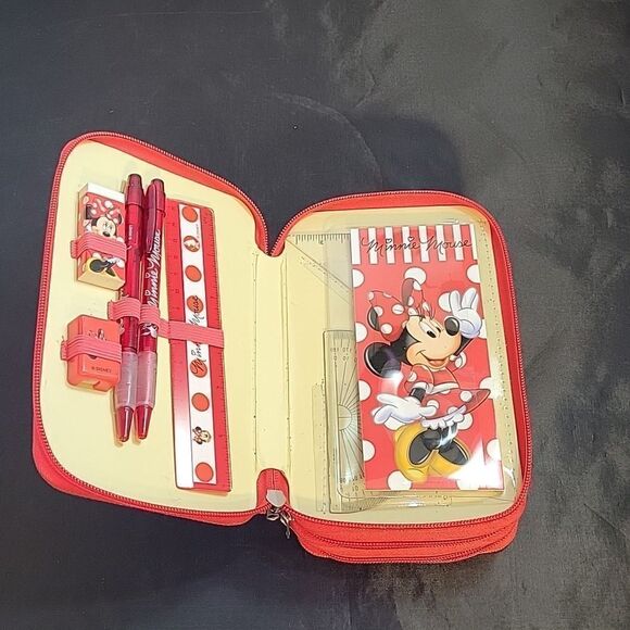 BRAND NEW MINNIE MOUSE WALT DISNEY 3 SECTION PENCIL CASE ORGANIZER - Picture 7 of 11